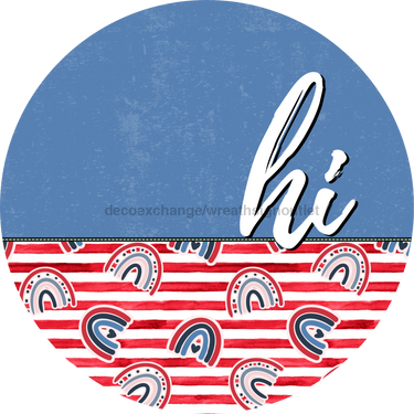 Patriotic Door Hanger Hi Dco - 01527 - Dh 18’ Round Wood